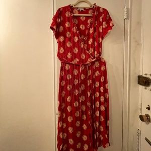 Madewell Red Midi Wrap Dress